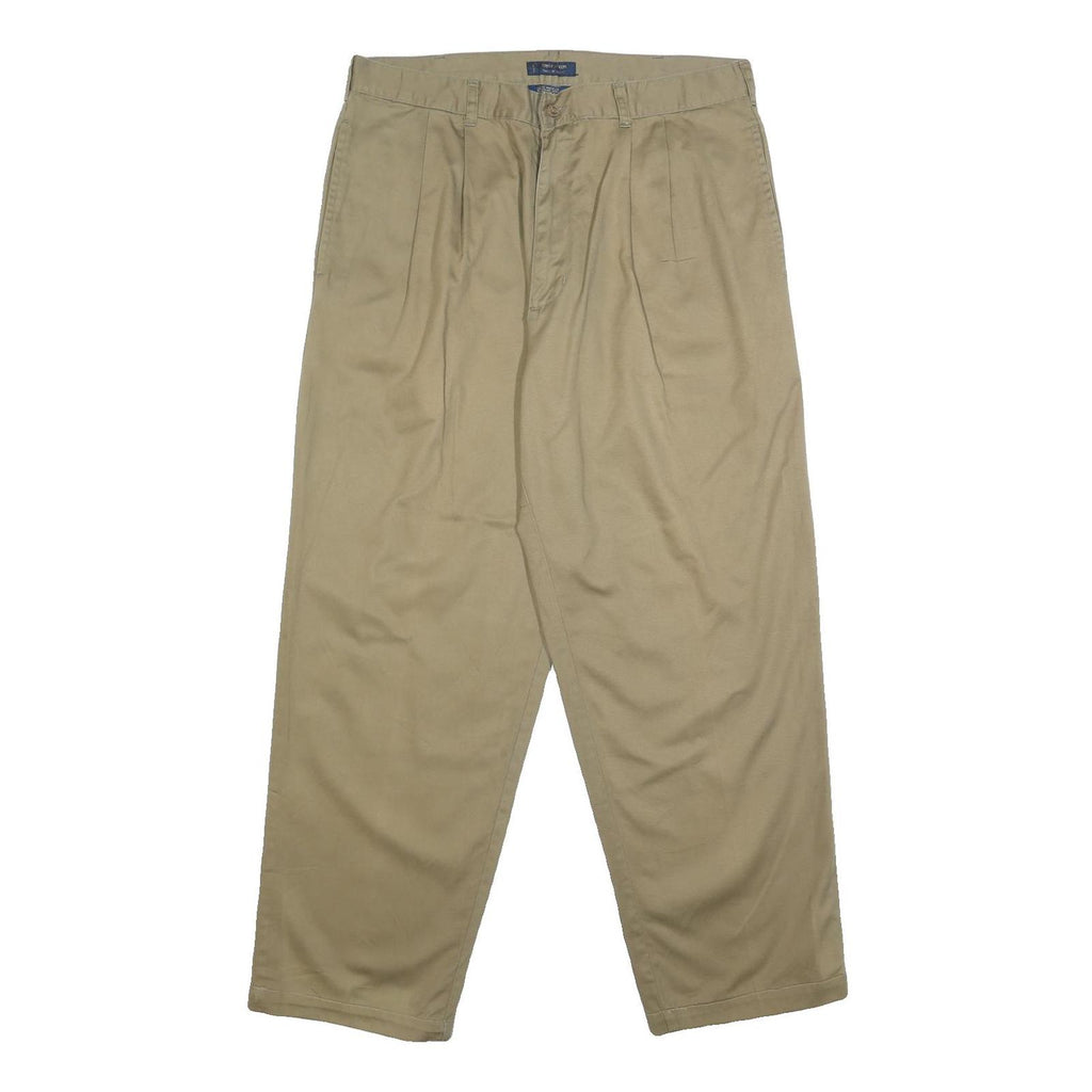 CHAPS RALPH LAUREN Mens Cotton Beige Relaxed Straight Trousers W36 L30 Classic