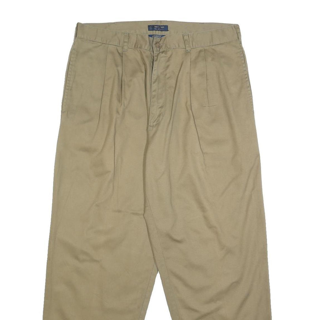 CHAPS RALPH LAUREN Mens Cotton Beige Relaxed Straight Trousers W36 L30 Classic