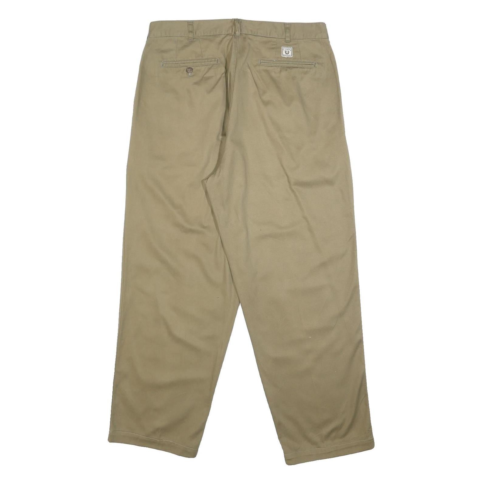 CHAPS RALPH LAUREN Mens Cotton Beige Relaxed Straight Trousers W36 L30 Classic