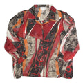Womens Red Black Beige Printed Blouse Long Sleeve Collared XL Stylish Comfort