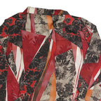 Womens Red Black Beige Printed Blouse Long Sleeve Collared XL Stylish Comfort