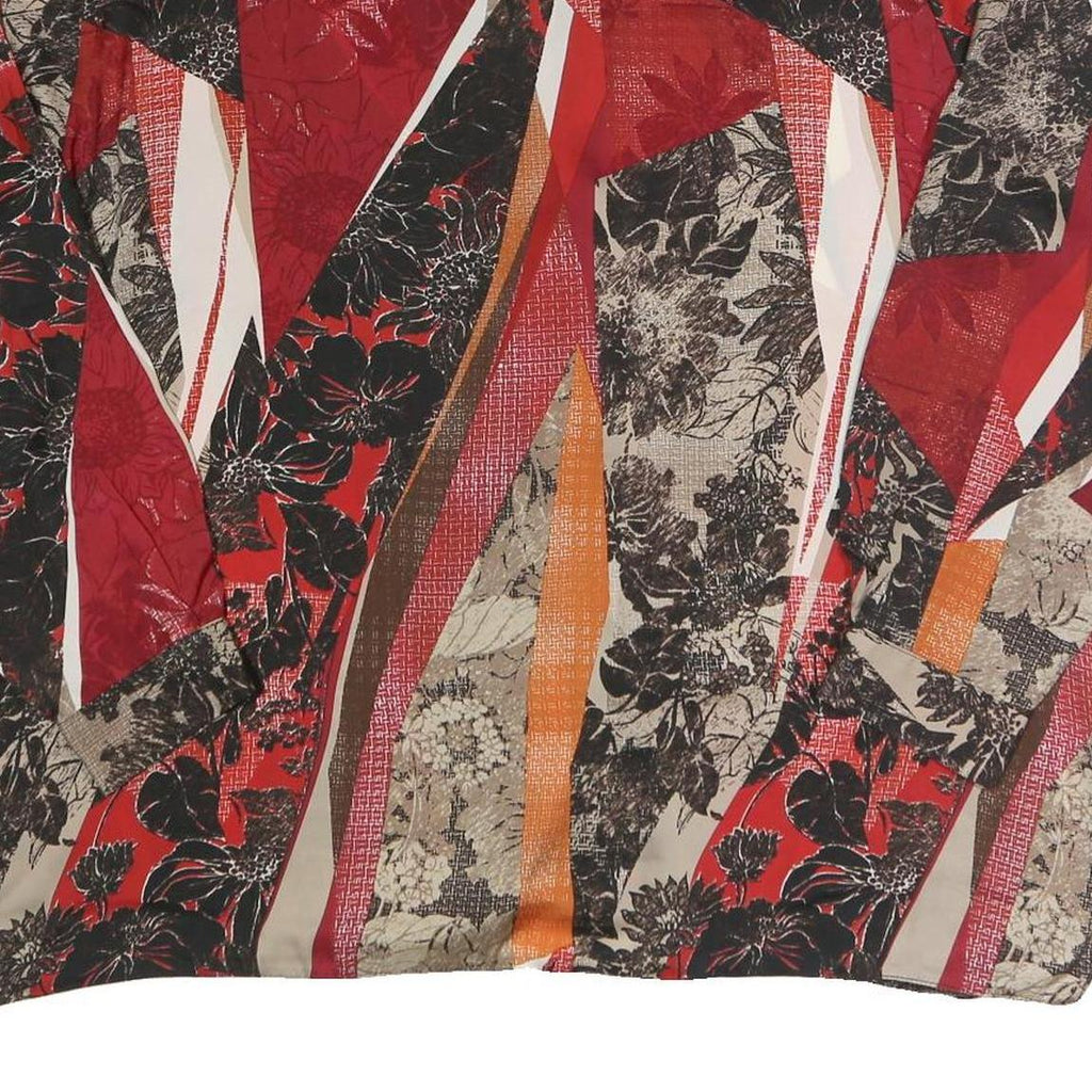 Womens Red Black Beige Printed Blouse Long Sleeve Collared XL Stylish Comfort