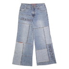 LUI ZHI ZUN Womens Jeans Blue Relaxed Wide-Leg Denim W28 L28 Distressed