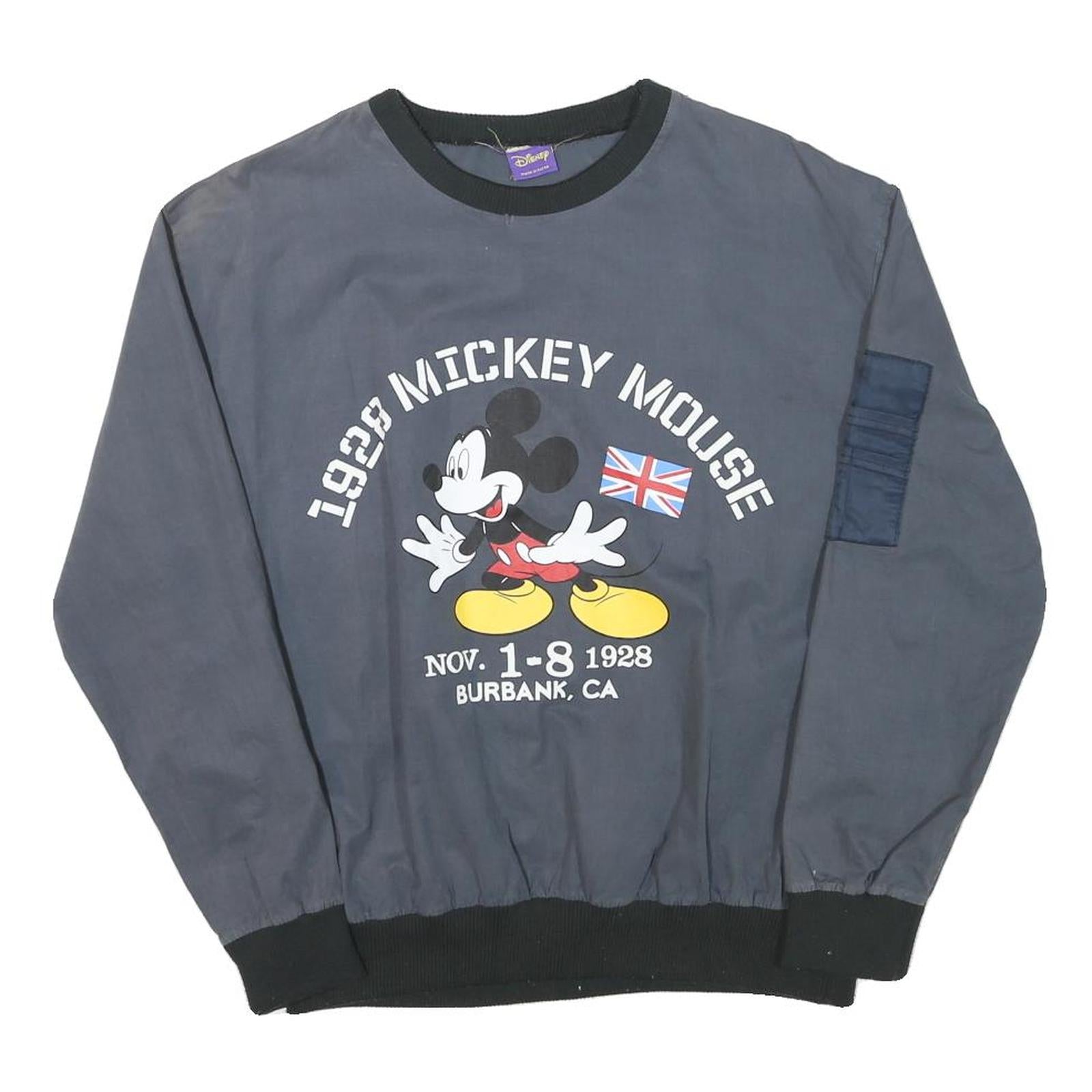 DISNEY Mens Blue Crew Neck M 1928 Mickey Mouse Graphic Sweatshirt