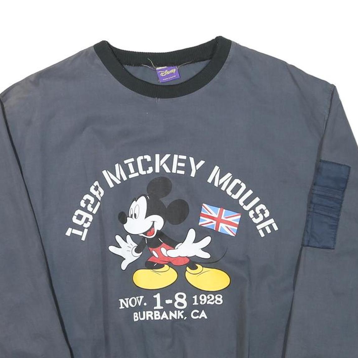 DISNEY Mens Blue Crew Neck M 1928 Mickey Mouse Graphic Sweatshirt