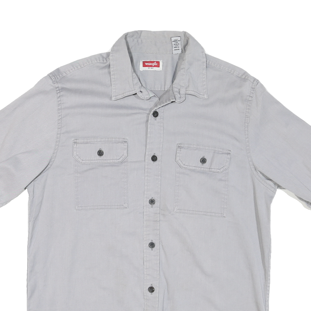 WRANGLER Mens Grey Cotton Blend Short Sleeve Shirt M Casual Workwear