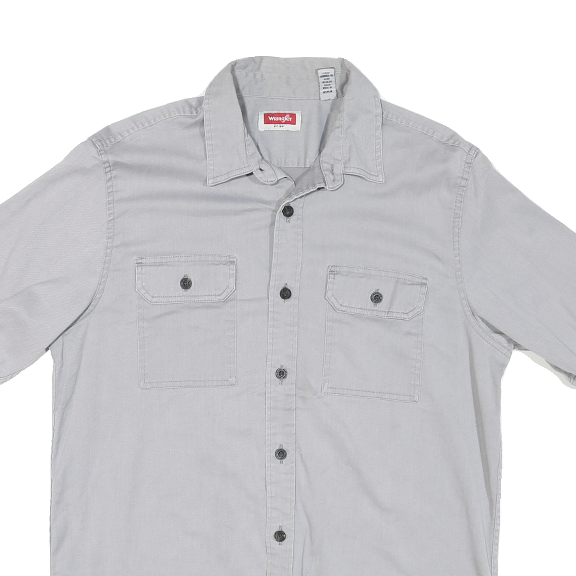 WRANGLER Mens Grey Cotton Blend Short Sleeve Shirt M Casual Workwear