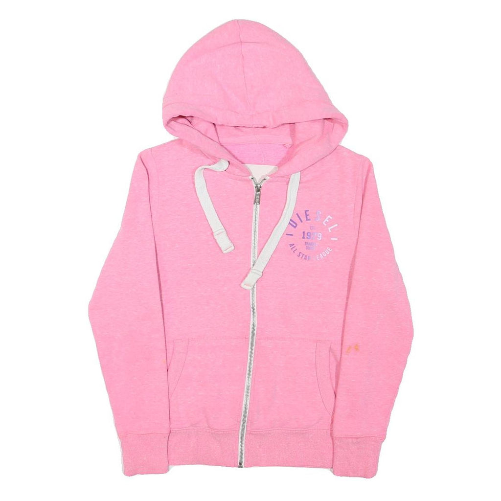 DIESEL Womens Pink Zip Hoodie XS Cotton Blend Casual Sweatshirt