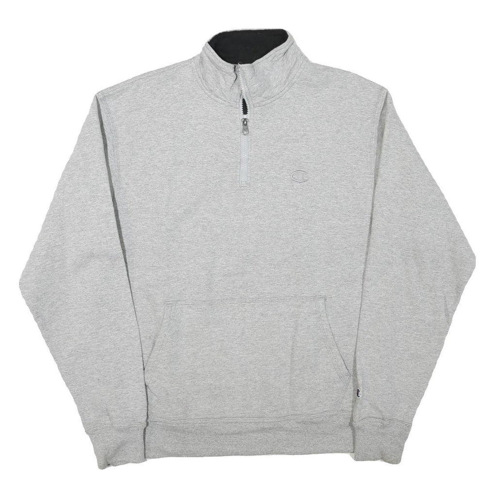 CHAMPION Mens Grey Half Zip M Cotton Blend Pullover Casual Sweatshirt