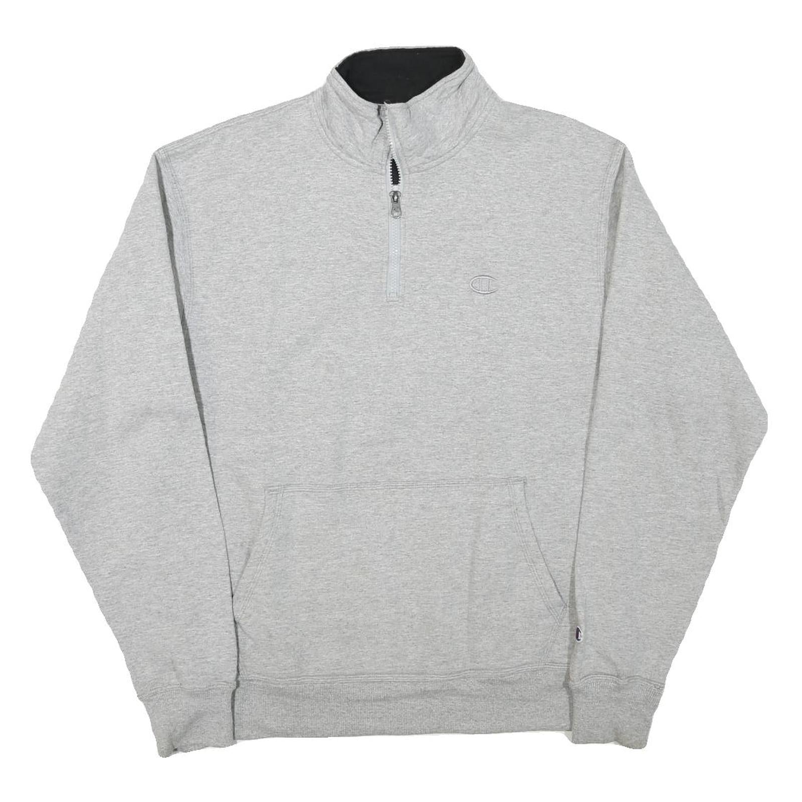 CHAMPION Mens Grey Half Zip M Cotton Blend Pullover Casual Sweatshirt