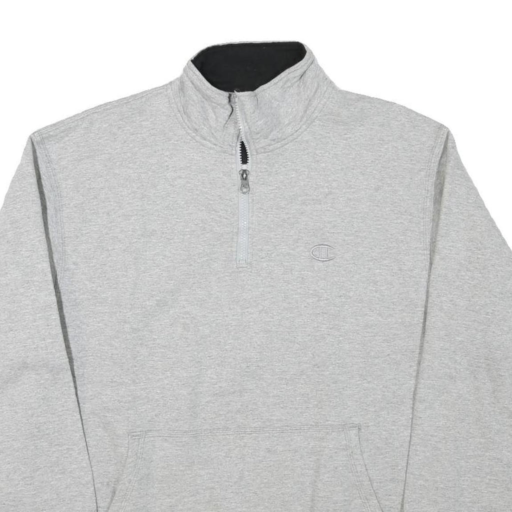 CHAMPION Mens Grey Half Zip M Cotton Blend Pullover Casual Sweatshirt
