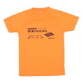 Mens Orange Short Sleeve Graphic T-Shirt S Polyester Blend Round Neck Casual