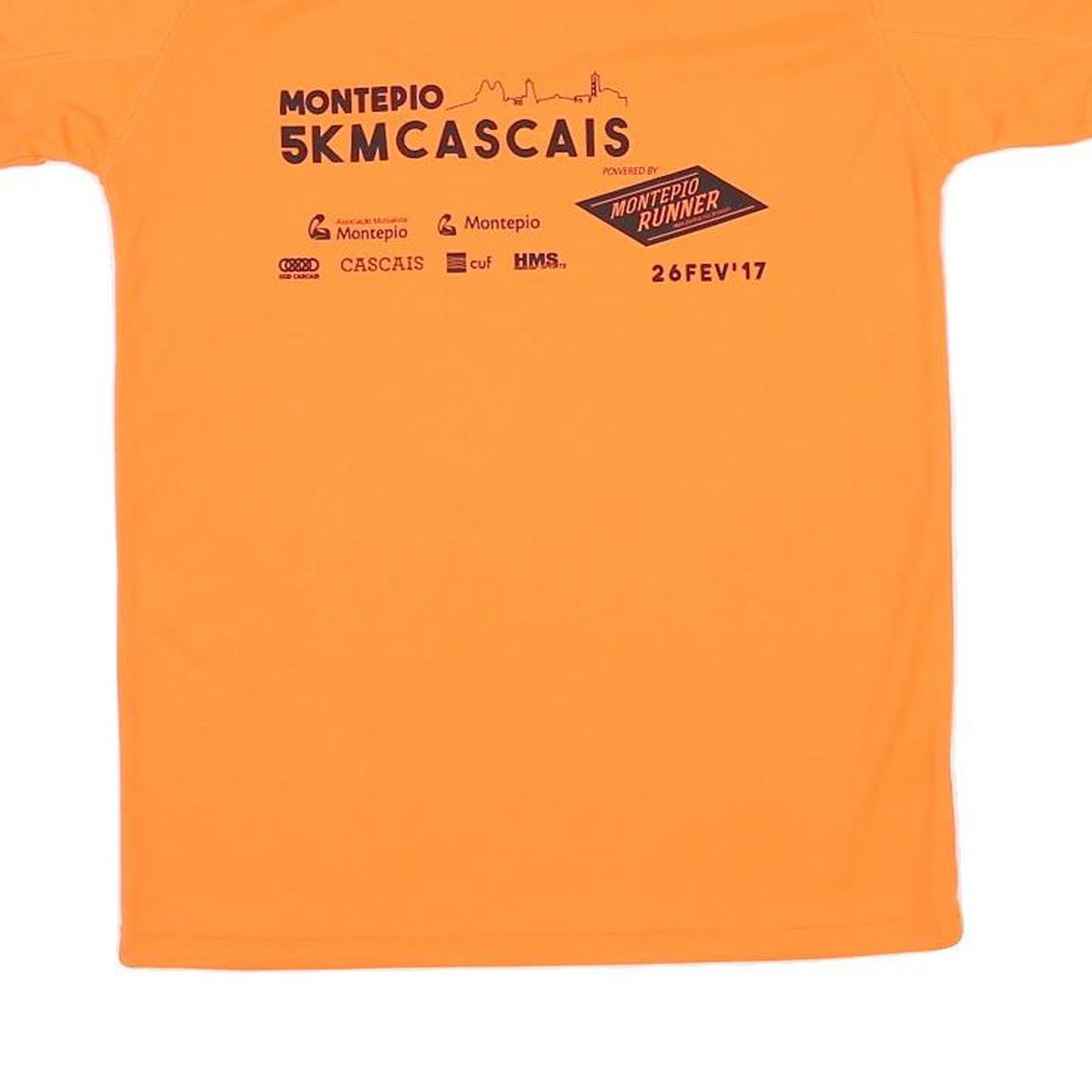 Mens Orange Short Sleeve Graphic T-Shirt S Polyester Blend Round Neck Casual