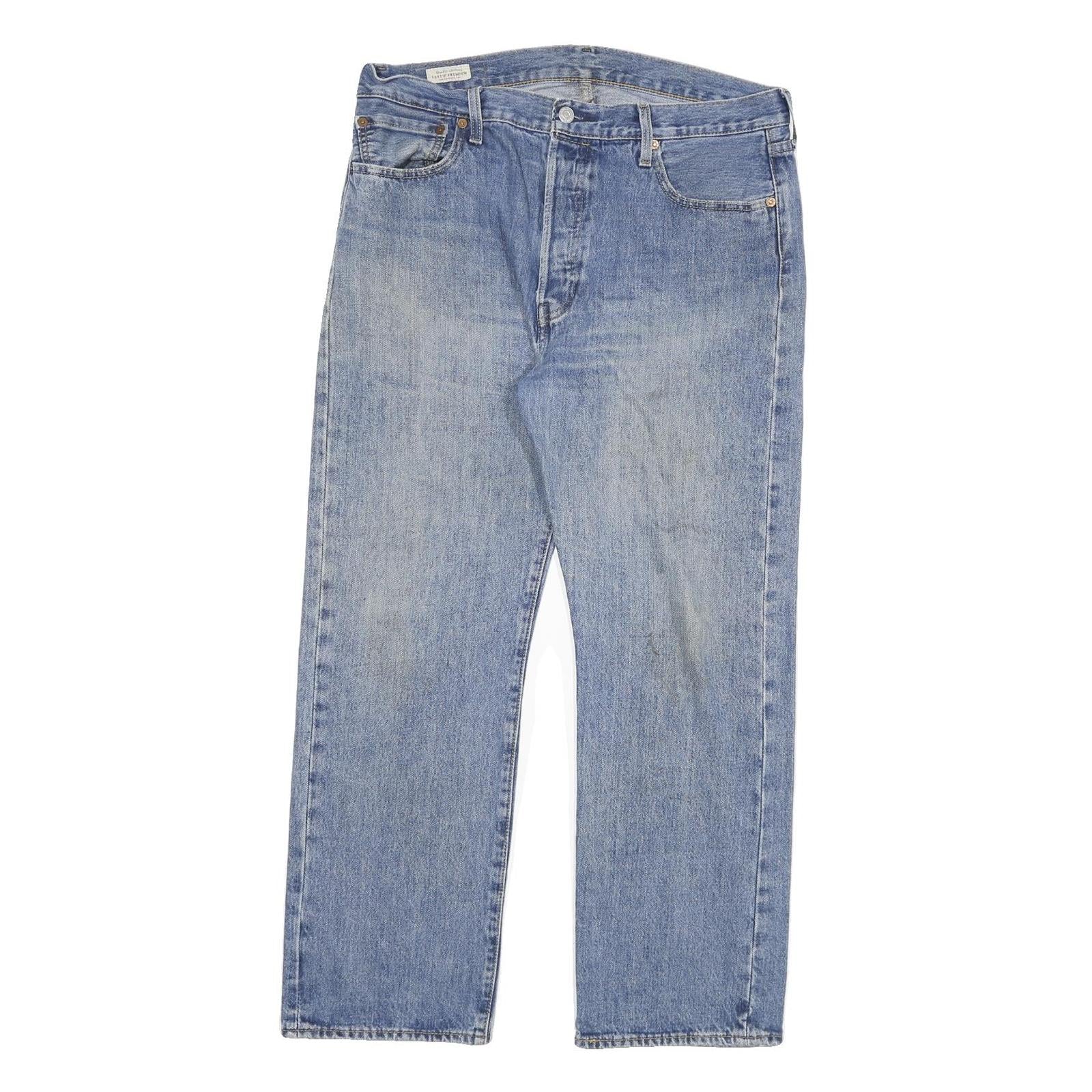 LEVI'S Mens Regular Fit Blue Denim Jeans W36 L30 Cotton Blend Button Closure