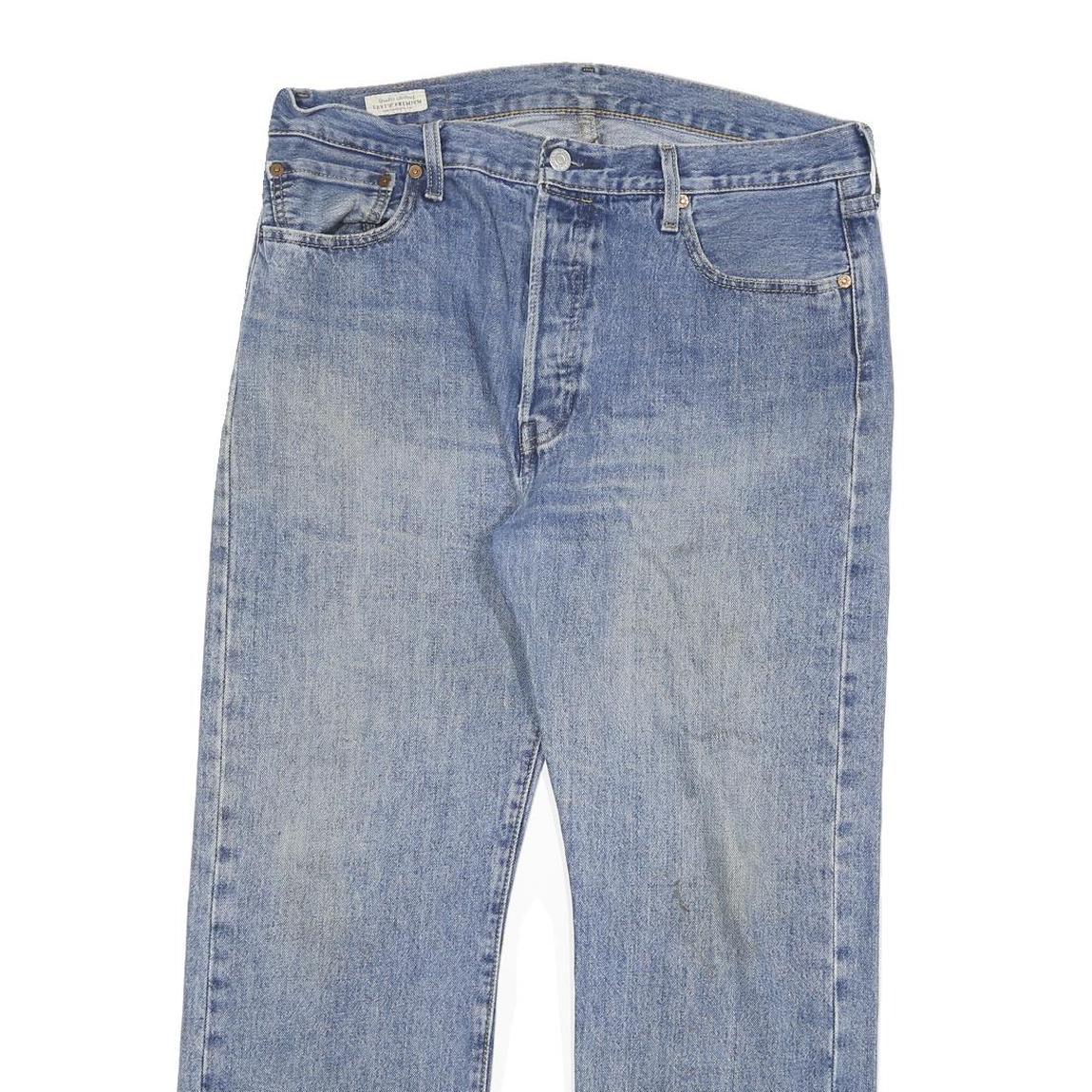 LEVI'S Mens Regular Fit Blue Denim Jeans W36 L30 Cotton Blend Button Closure