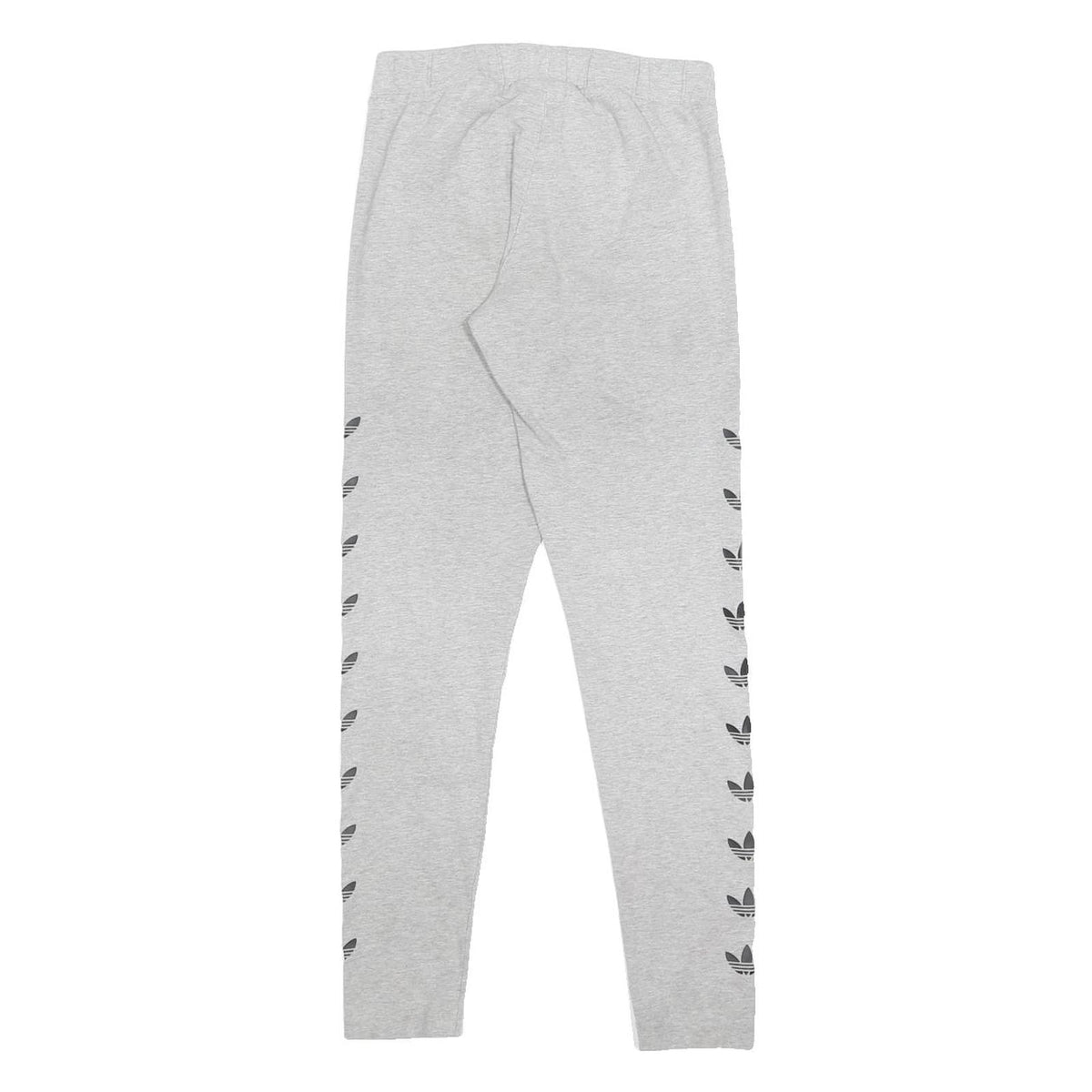ADIDAS Womens Leggings Grey Trefoil Logo Slim Tapered UK 12 W22 L26 Cotton Blend