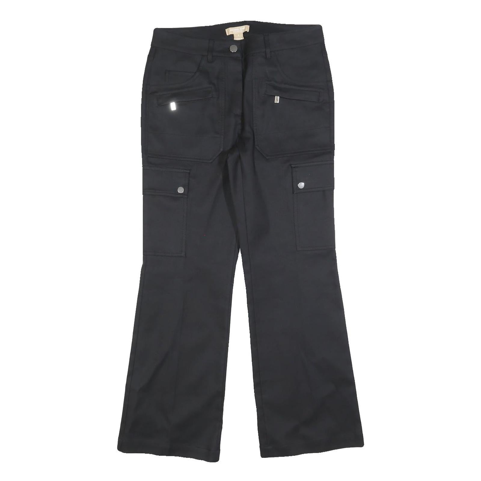 MICHAEL KORS Womens Black Regular Wide-Leg Trousers W28 L27 Zip Pocketed