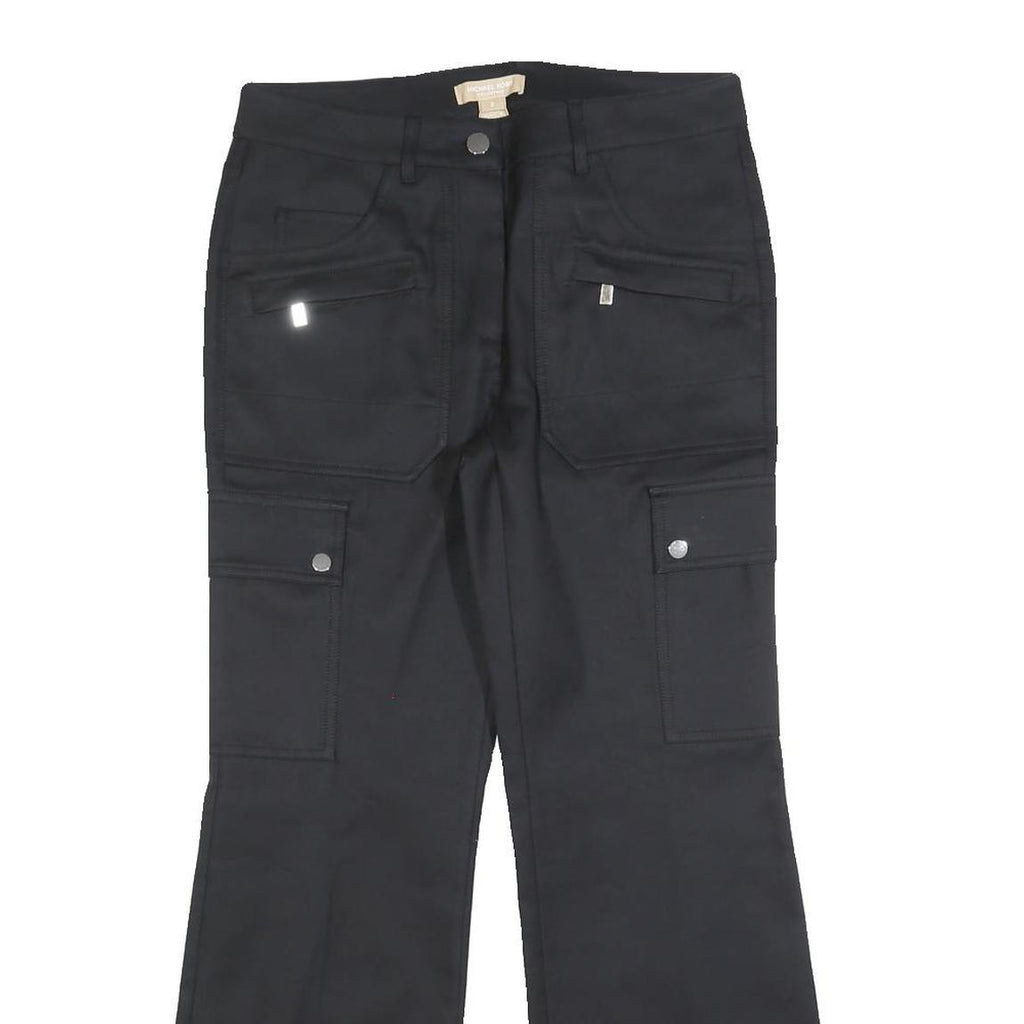 MICHAEL KORS Womens Black Regular Wide-Leg Trousers W28 L27 Zip Pocketed