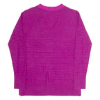 TOMMY HILFIGER Womens Patterned Jumper Purple Striped V-Neck Tight Knit S