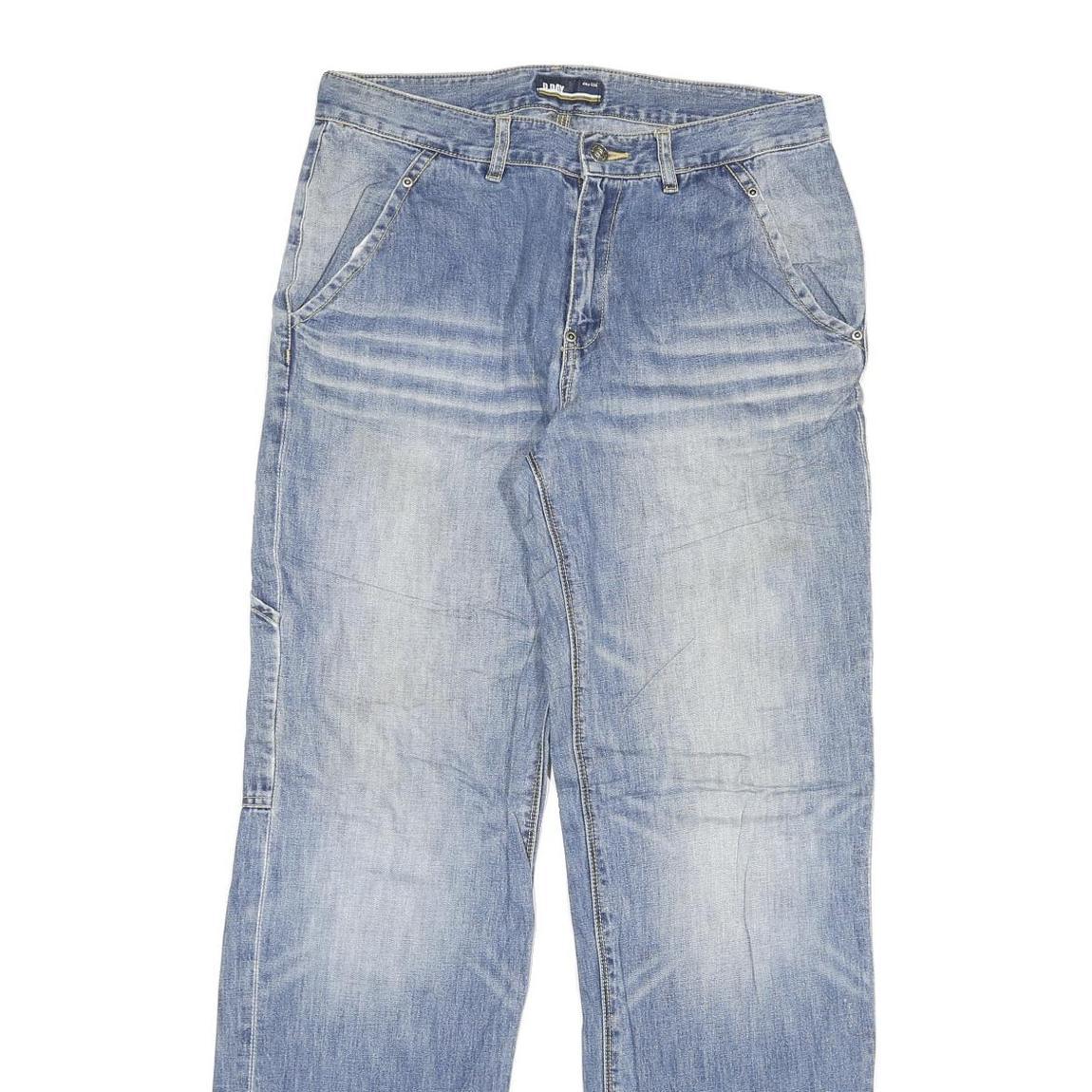 D DAY Mens Regular Fit Blue Denim Cotton Blend Jeans W30 L32 Functional Pockets