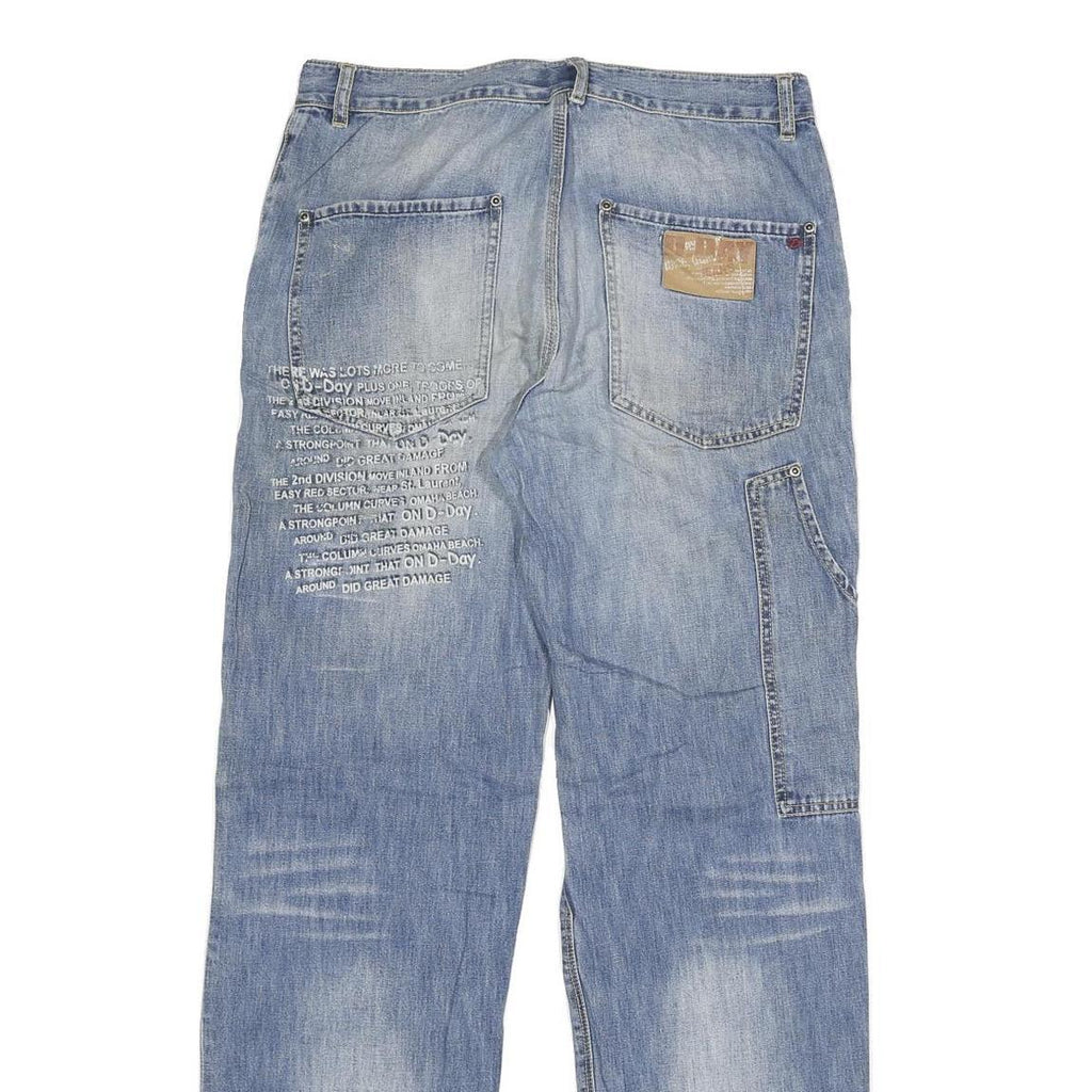 D DAY Mens Regular Fit Blue Denim Cotton Blend Jeans W30 L32 Functional Pockets