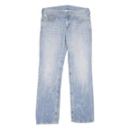 TRUE RELIGION Mens Jeans Blue Regular Straight Denim Light W34 L34 Zip Cotton