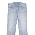 TRUE RELIGION Mens Jeans Blue Regular Straight Denim Light W34 L34 Zip Cotton
