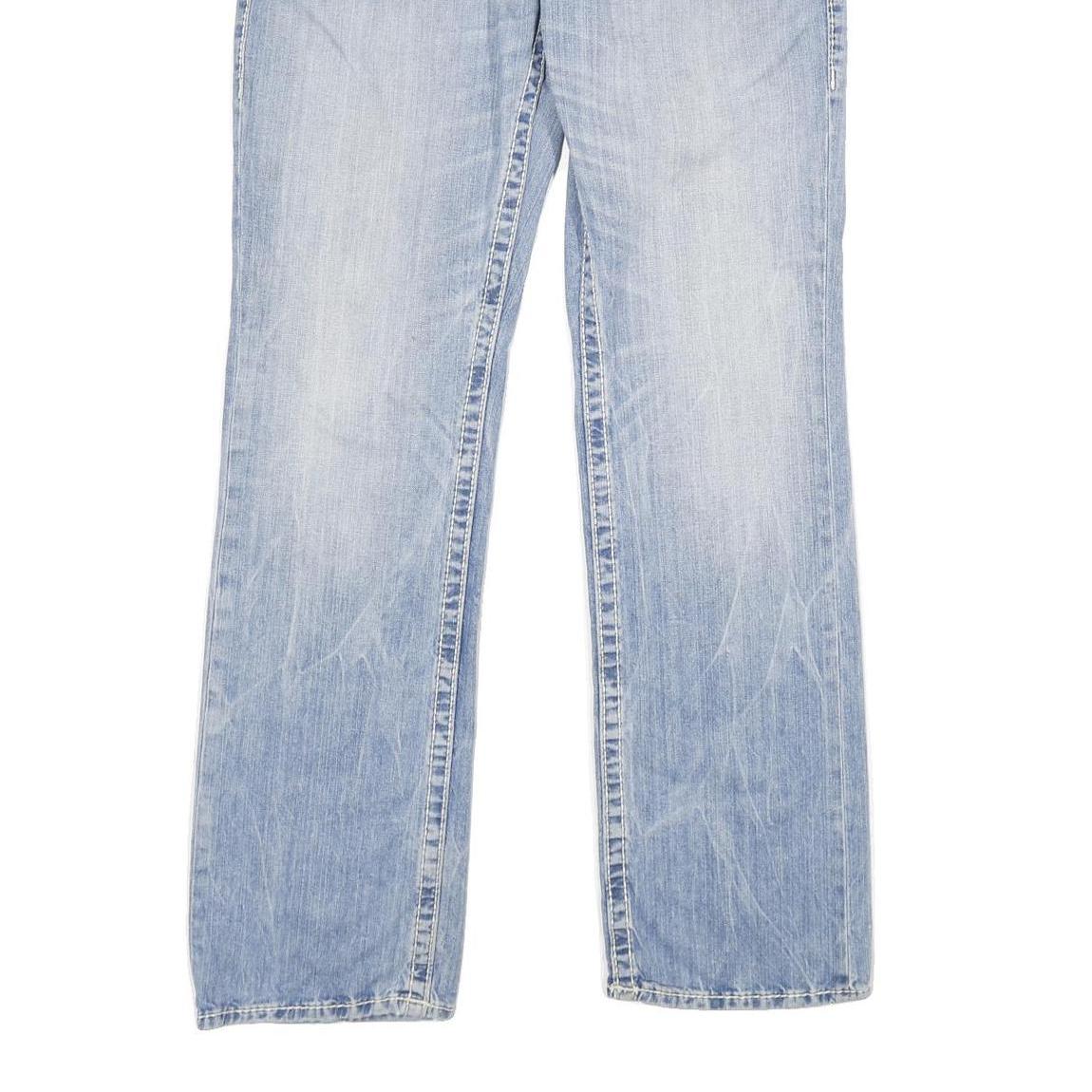 TRUE RELIGION Mens Jeans Blue Regular Straight Denim Light W34 L34 Zip Cotton