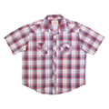 WRANGLER Mens Blue Red & White Plaid Shirt L Classic Cotton Blend Short Sleeve