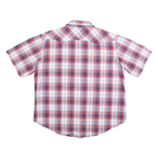 WRANGLER Mens Blue Red & White Plaid Shirt L Classic Cotton Blend Short Sleeve