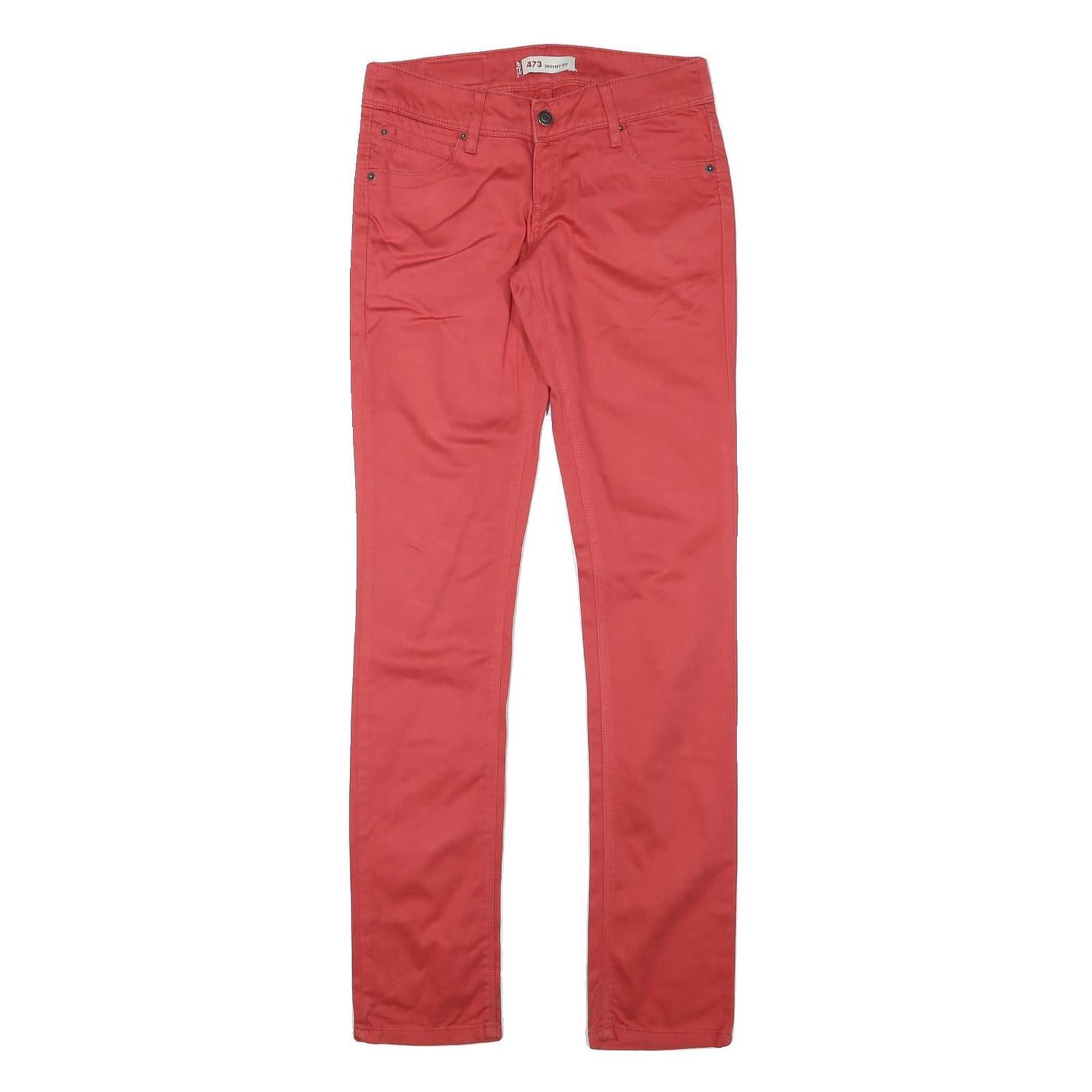 LEVI'S Womens Cotton Blend Red Slim Skinny Fit Trousers W28 L31 Stylish Comfort