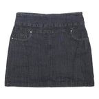 CONTRAST Womens Blue Denim Mini Skort Skirt Cotton Blend Zip Plain M Pocketed