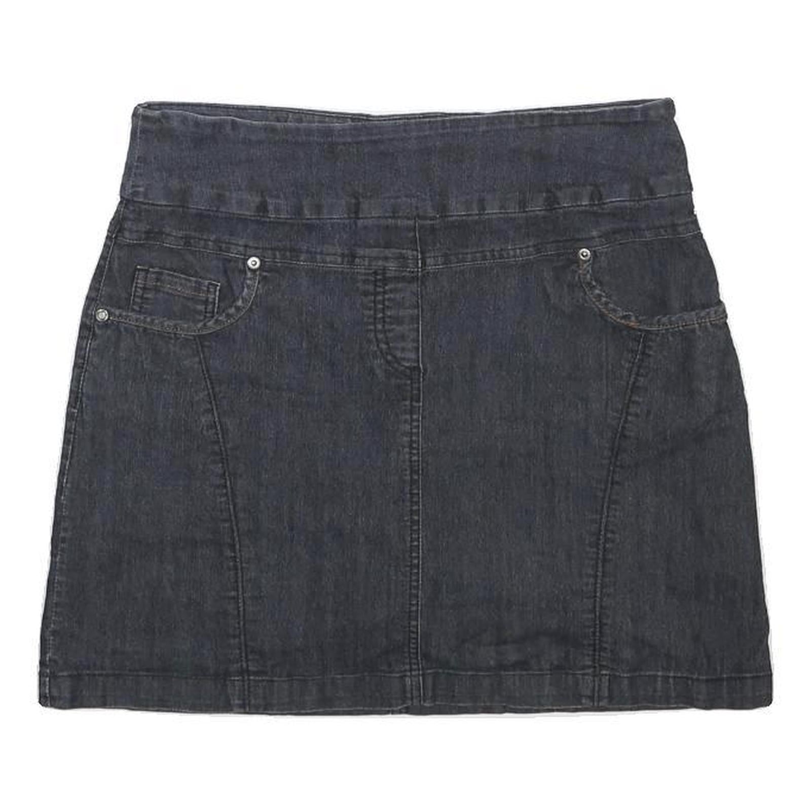CONTRAST Womens Blue Denim Mini Skort Skirt Cotton Blend Zip Plain M Pocketed