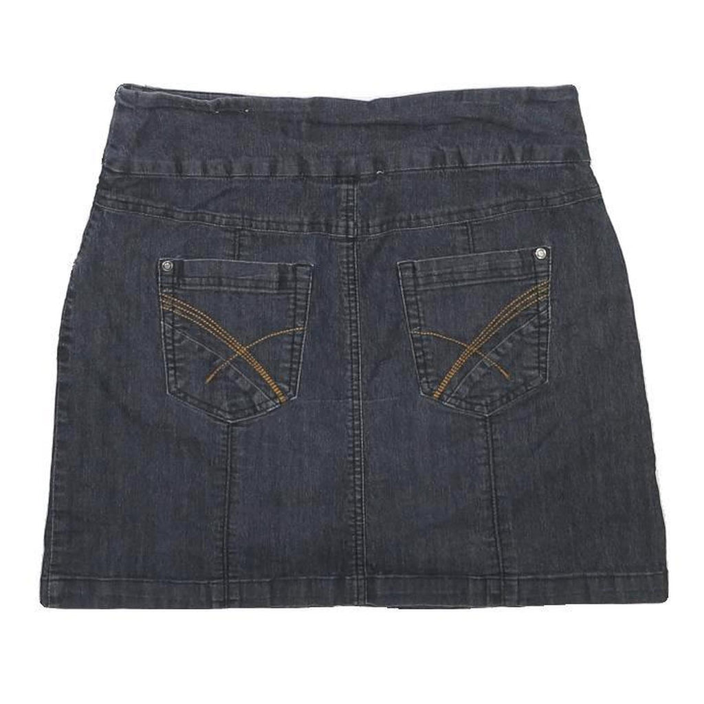 CONTRAST Womens Blue Denim Mini Skort Skirt Cotton Blend Zip Plain M Pocketed
