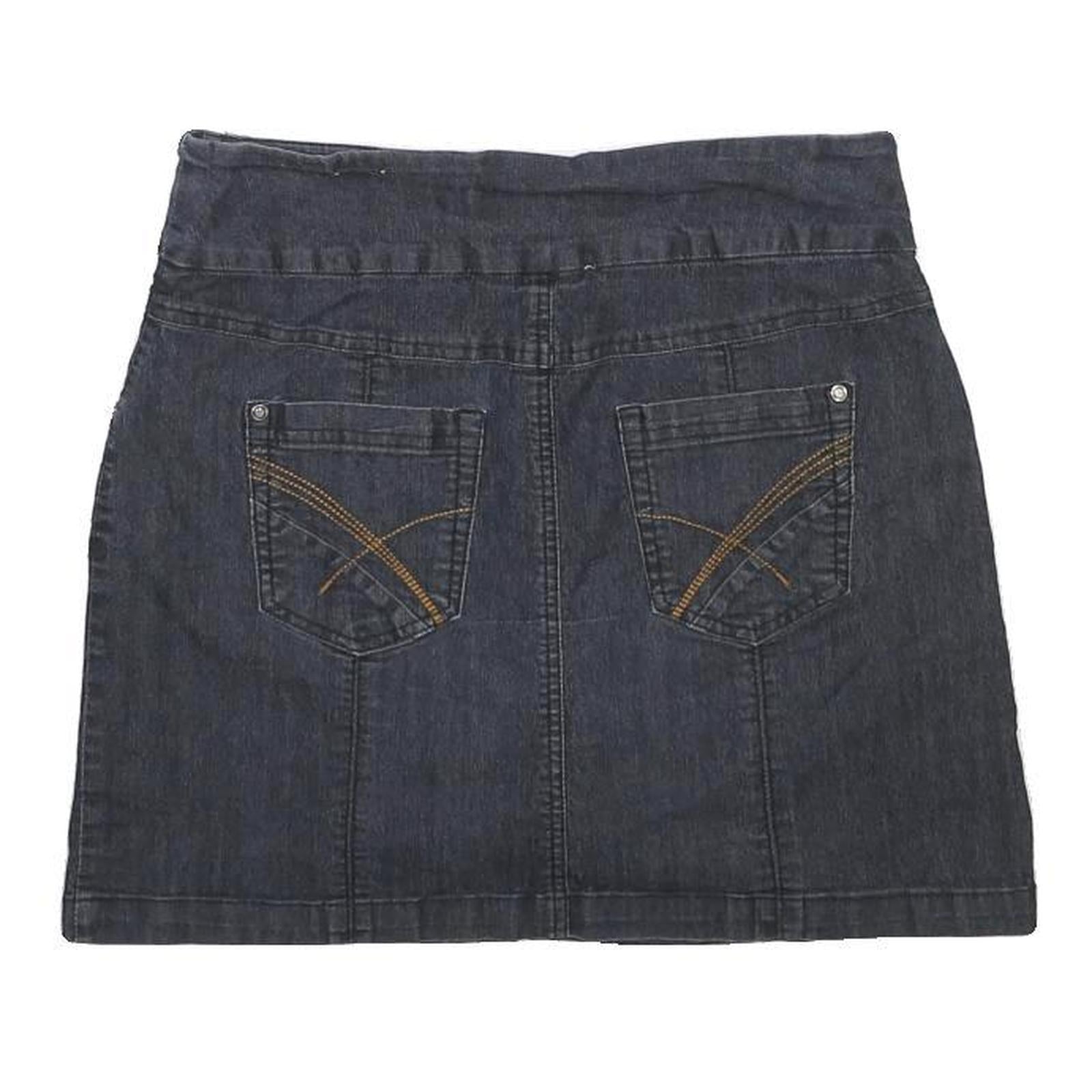 CONTRAST Womens Blue Denim Mini Skort Skirt Cotton Blend Zip Plain M Pocketed