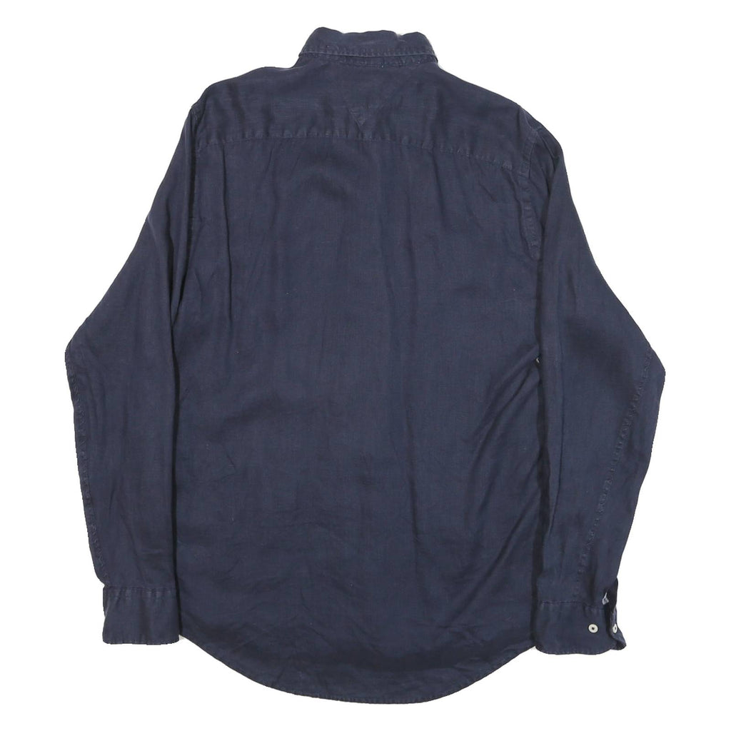 TOMMY HILFIGER Mens Navy Blue Stylish Cotton Blend Shirt S Button Collar