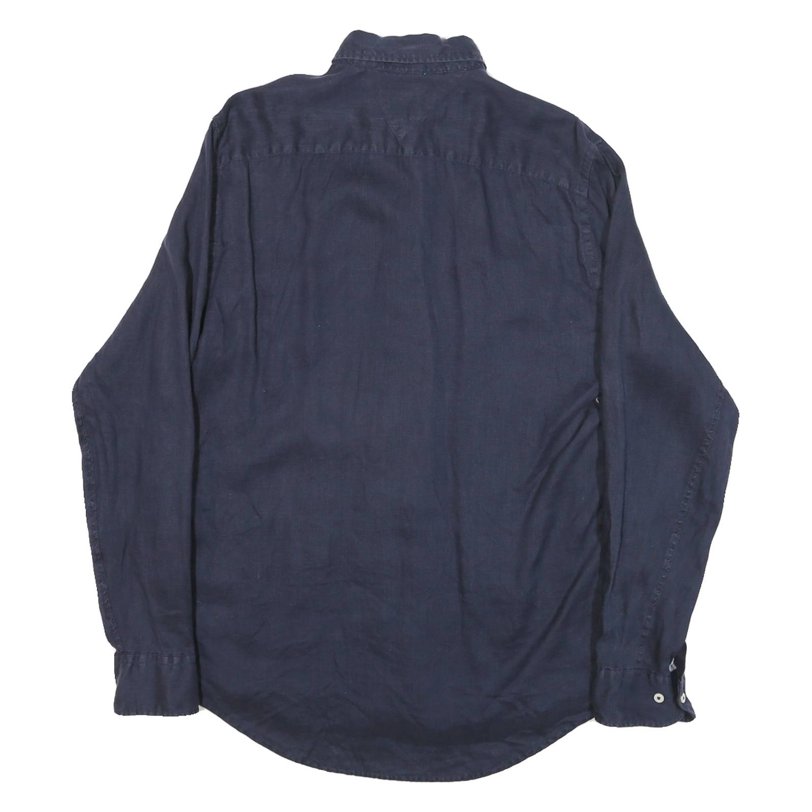 TOMMY HILFIGER Mens Navy Blue Stylish Cotton Blend Shirt S Button Collar