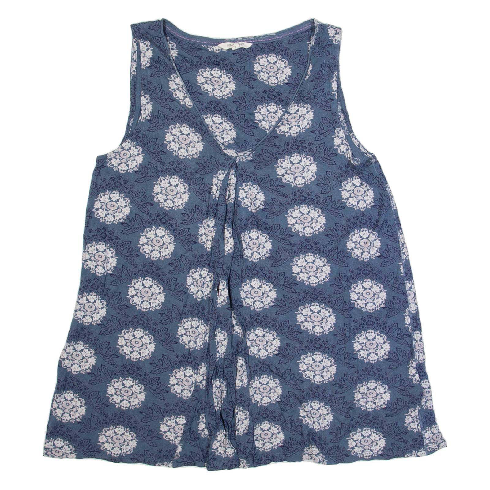 WHITE STUFF Womens Printed Vest Blue Sleeveless Floral UK 8