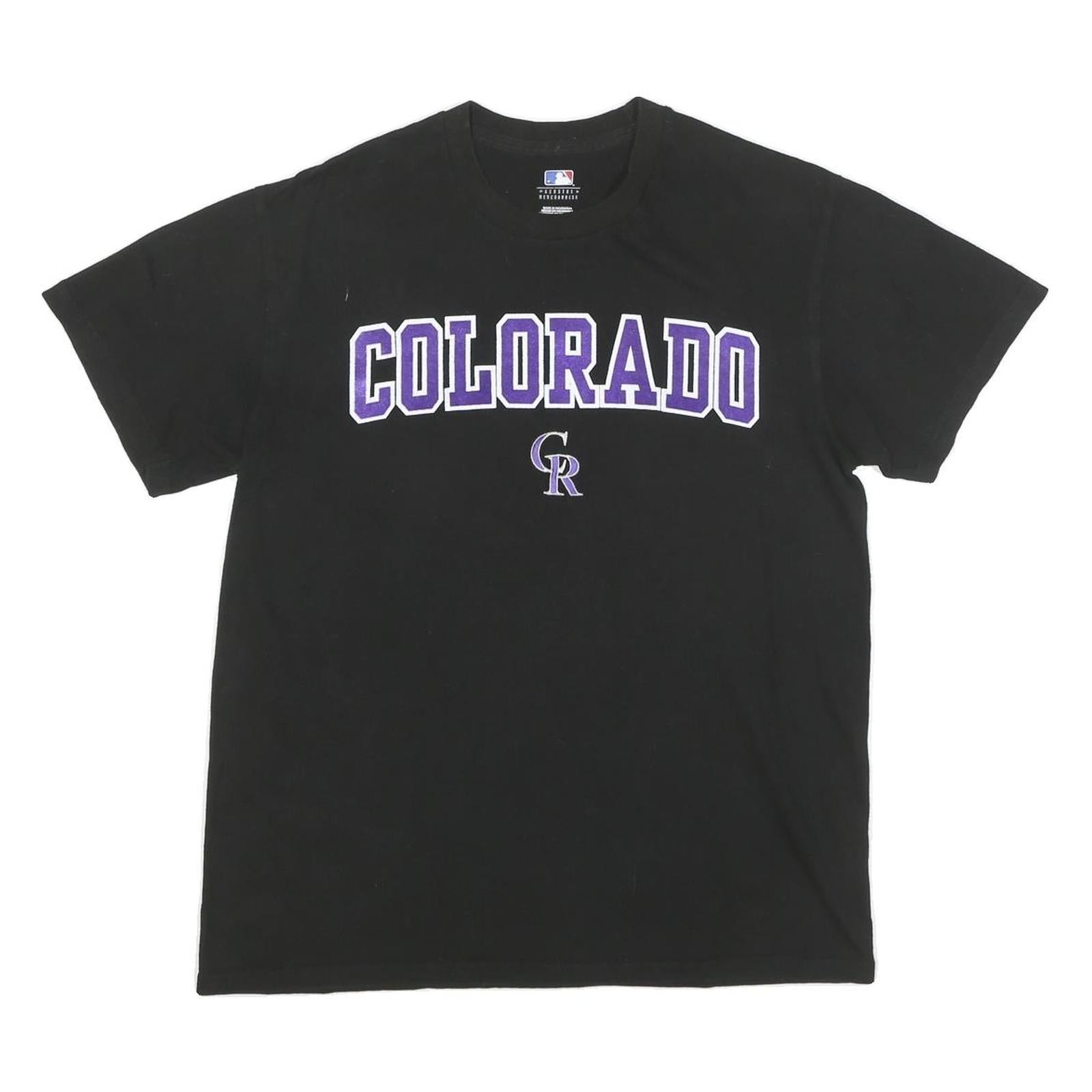 MLB Mens Black Colorado Graphic T-Shirt S Short Sleeve Crew Neck Baseball