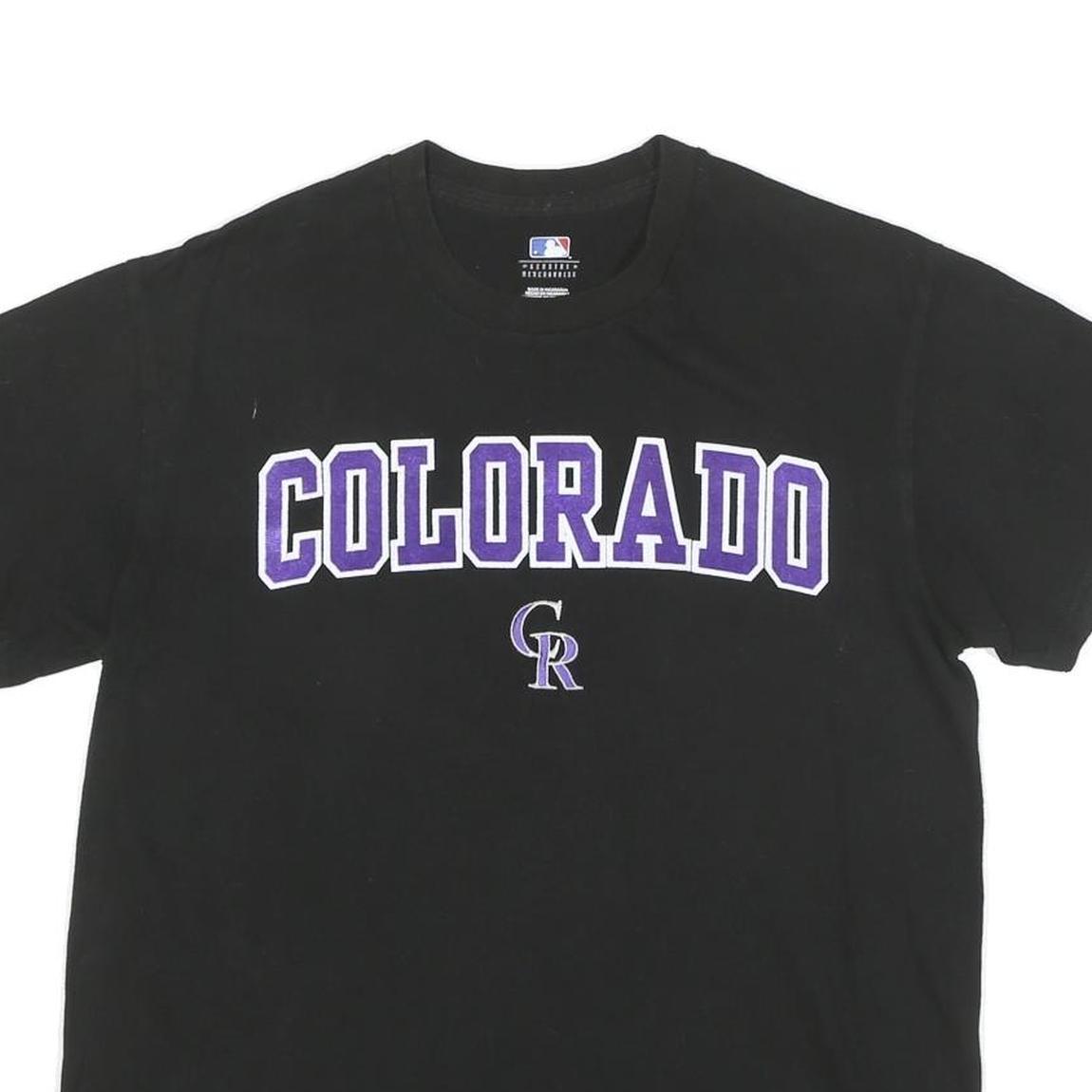 MLB Mens Black Colorado Graphic T-Shirt S Short Sleeve Crew Neck Baseball