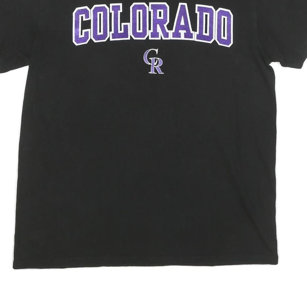 MLB Mens Black Colorado Graphic T-Shirt S Short Sleeve Crew Neck Baseball