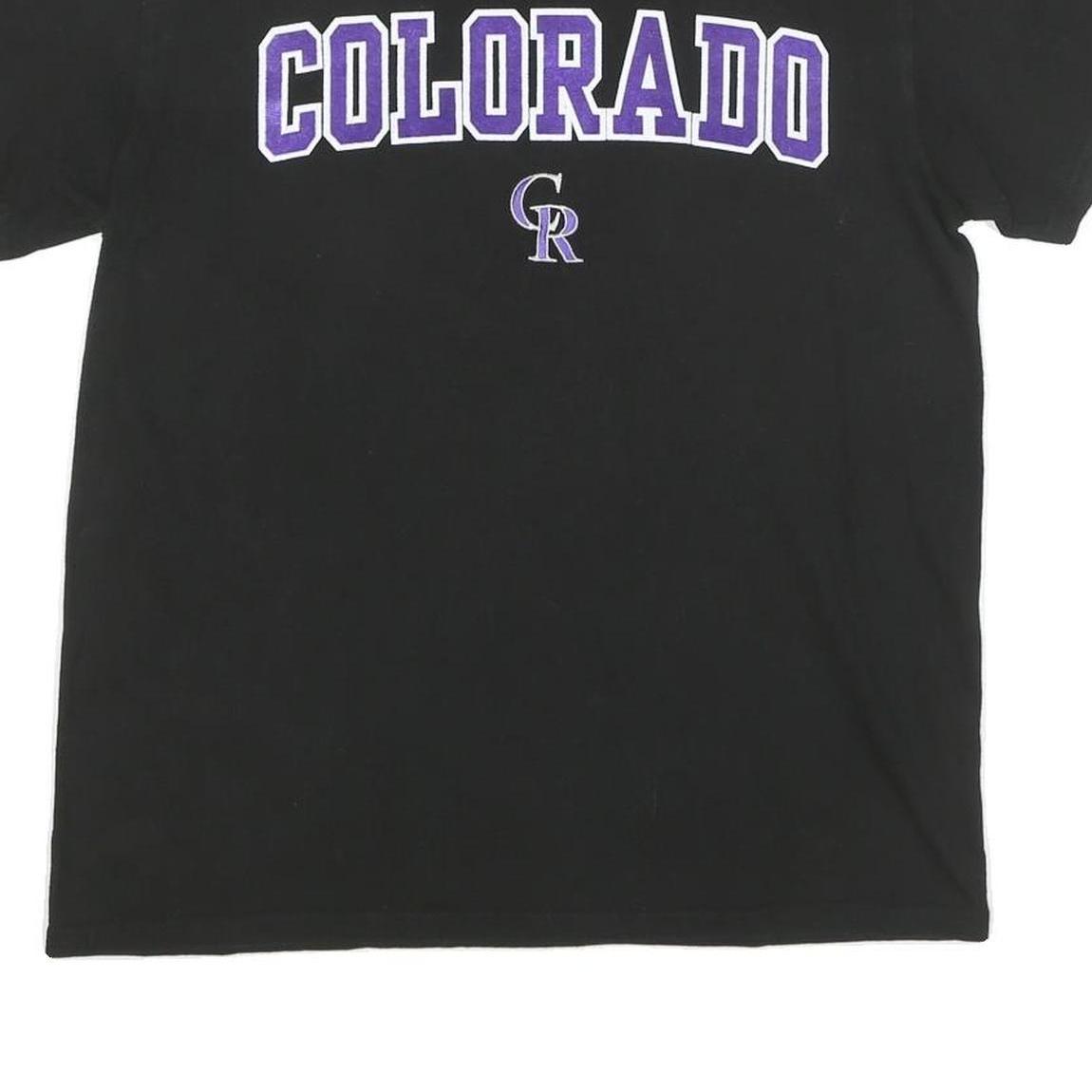 MLB Mens Black Colorado Graphic T-Shirt S Short Sleeve Crew Neck Baseball