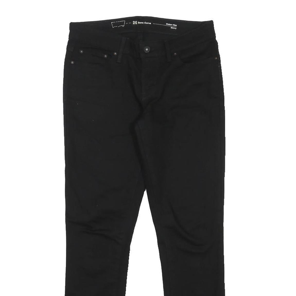 LEVI'S Womens Slim Fit Jeans Black Denim Rinse W26 L27 Zip Cotton Blend