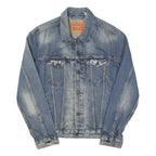 LEVI'S Mens Blue Cotton Denim Jacket S Button Plain Classic Style Casual