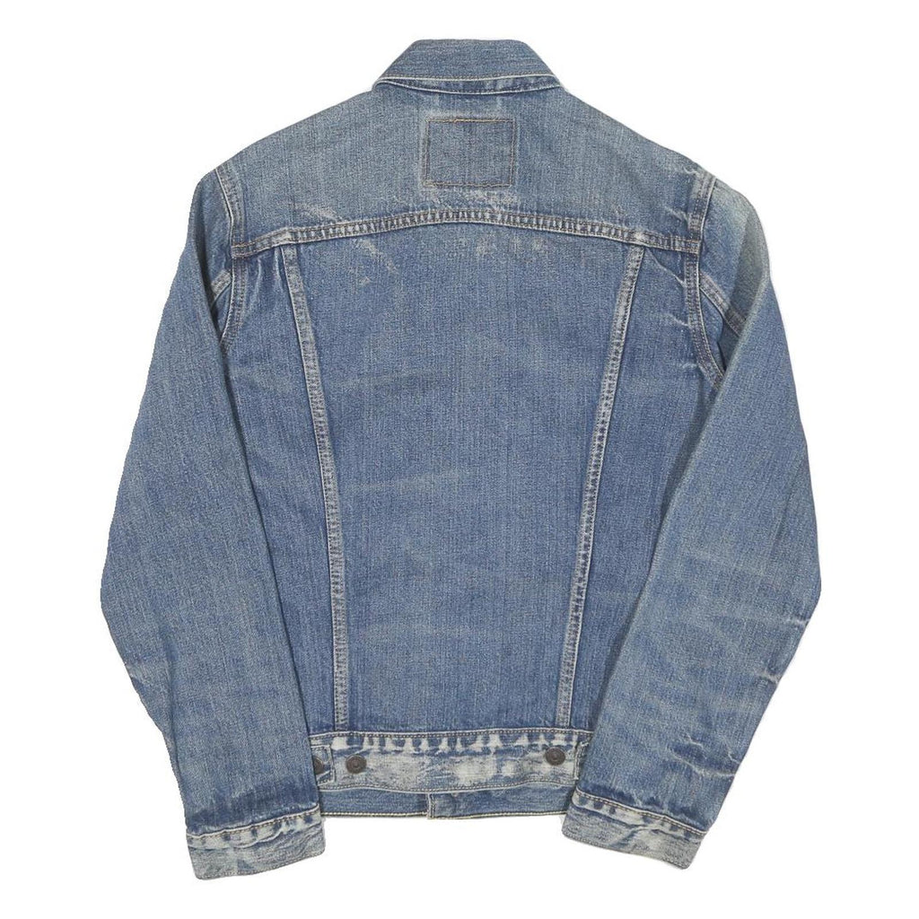 LEVI'S Mens Blue Cotton Denim Jacket S Button Plain Classic Style Casual