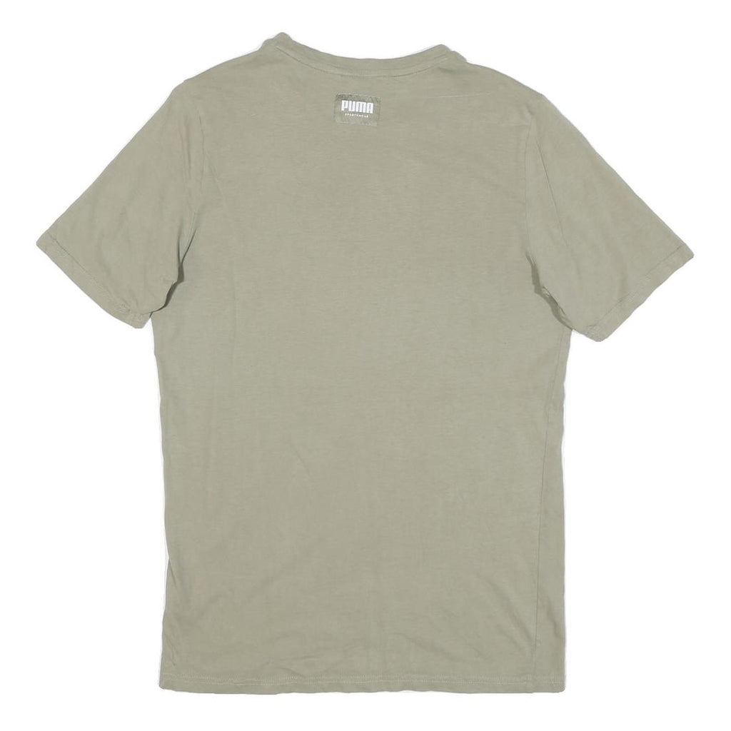 PUMA Mens Beige Graphic T-Shirt S Short Sleeve Crew Neck Casual Cotton Blend