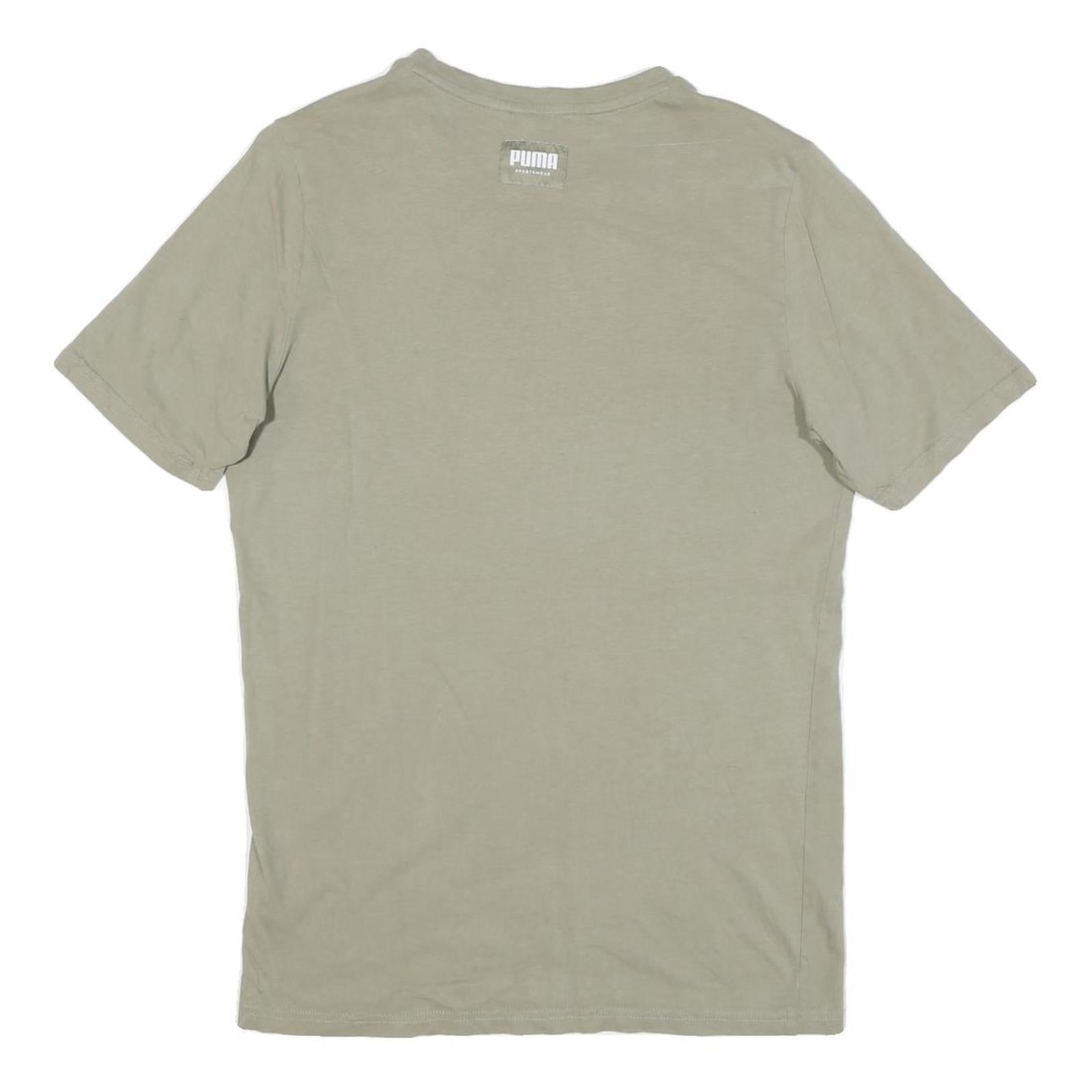 PUMA Mens Beige Graphic T-Shirt S Short Sleeve Crew Neck Casual Cotton Blend