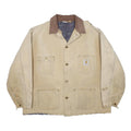 CARHARTT Blanket Lined Mens Beige Cotton Workwear Chore Jacket XL Distressed