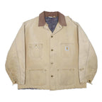 CARHARTT Blanket Lined Mens Beige Cotton Workwear Chore Jacket XL Distressed