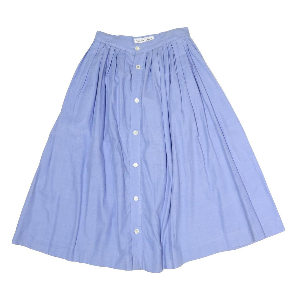 CAMBRIDGE SPIRIT Womens Blue Button Front Pleated Midi Cotton Blend Skirt M